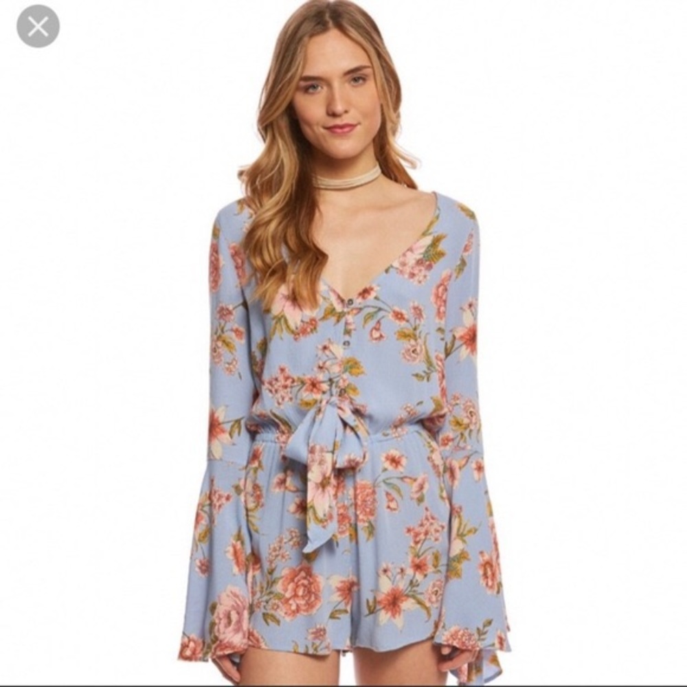 Billabong Floral Long Sleeve Flared Romper
